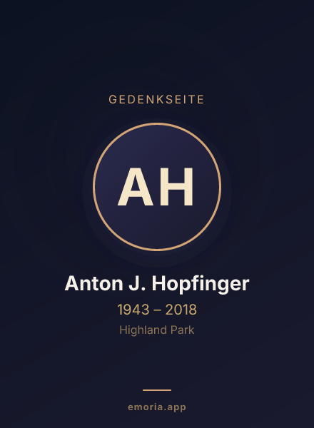 Gedenkportrait von Anton J. Hopfinger