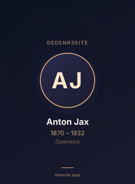 Gedenkportrait von Anton Jax