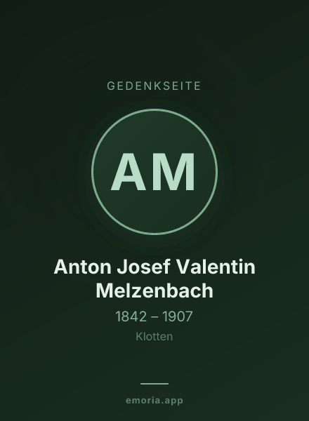 Gedenkportrait von Anton Josef Valentin Melzenbach