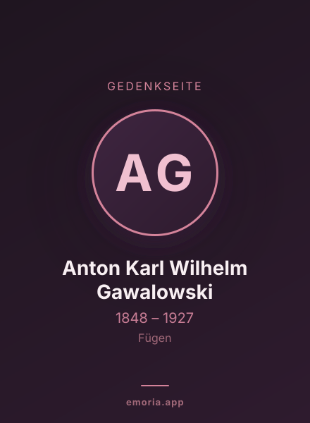 Gedenkportrait von Anton Karl Wilhelm Gawalowski