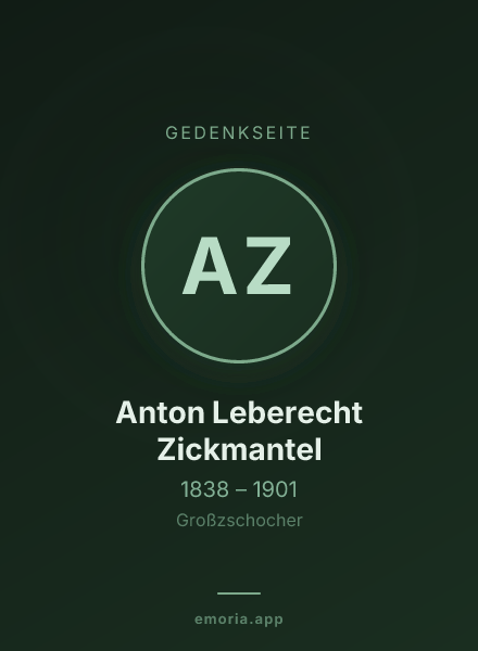 Gedenkportrait von Anton Leberecht Zickmantel