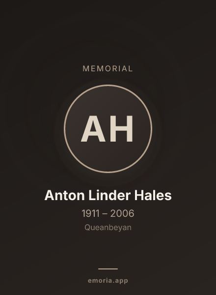 Memorial portrait of Anton Linder Hales