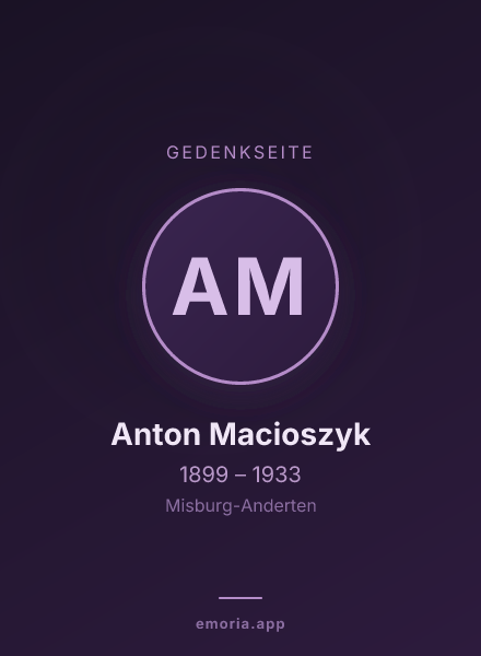 Gedenkportrait von Anton Macioszyk