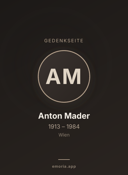 Gedenkportrait von Anton Mader