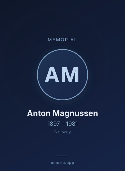 Memorial portrait of Anton Magnussen