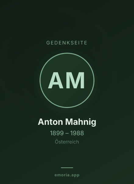 Gedenkportrait von Anton Mahnig