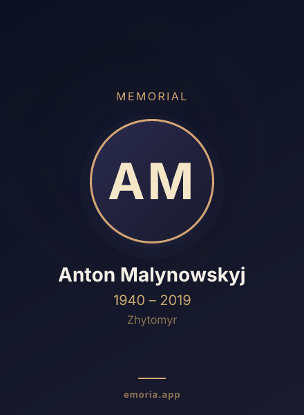 Memorial portrait of Anton Malynowskyj