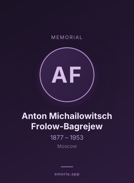 Memorial portrait of Anton Michailowitsch Frolow-Bagrejew