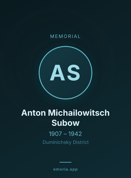 Memorial portrait of Anton Michailowitsch Subow