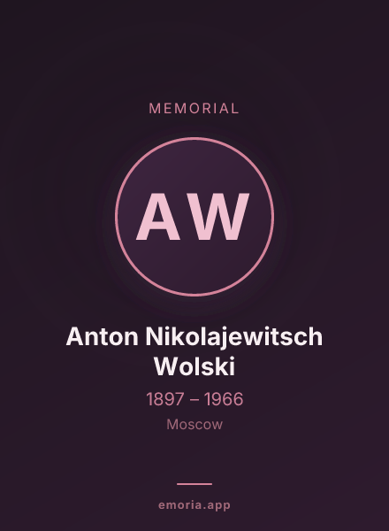 Memorial portrait of Anton Nikolajewitsch Wolski
