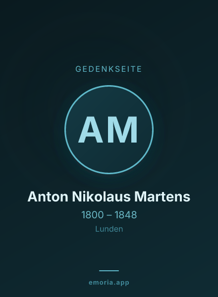 Gedenkportrait von Anton Nikolaus Martens