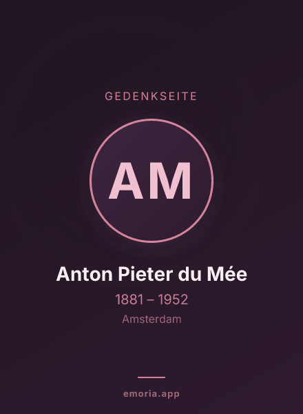 Gedenkportrait von Anton Pieter du Mée