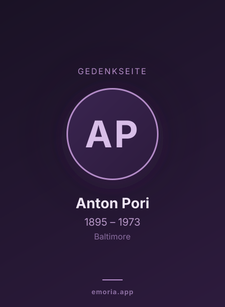 Gedenkportrait von Anton Pori