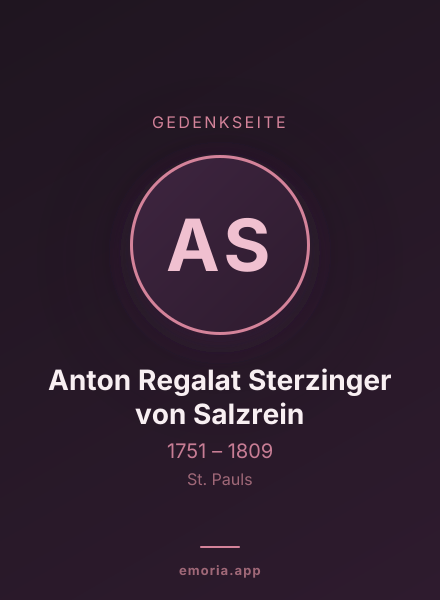 Gedenkportrait von Anton Regalat Sterzinger von Salzrein