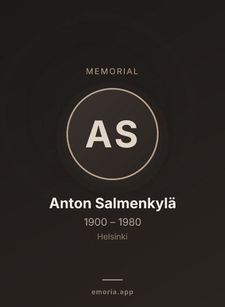 Memorial portrait of Anton Salmenkylä