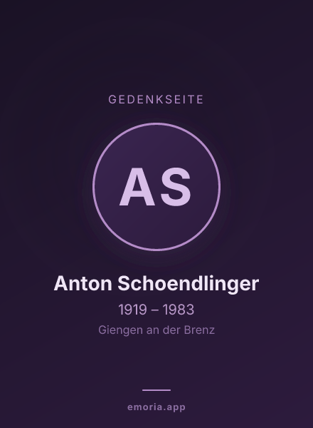 Gedenkportrait von Anton Schoendlinger