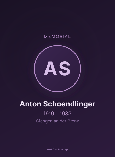 Memorial portrait of Anton Schoendlinger