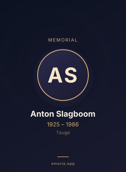 Memorial portrait of Anton Slagboom