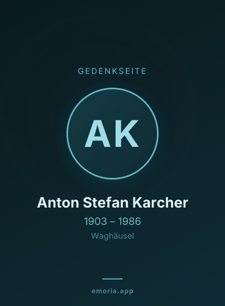 Gedenkportrait von Anton Stefan Karcher