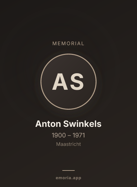 Memorial portrait of Anton Swinkels