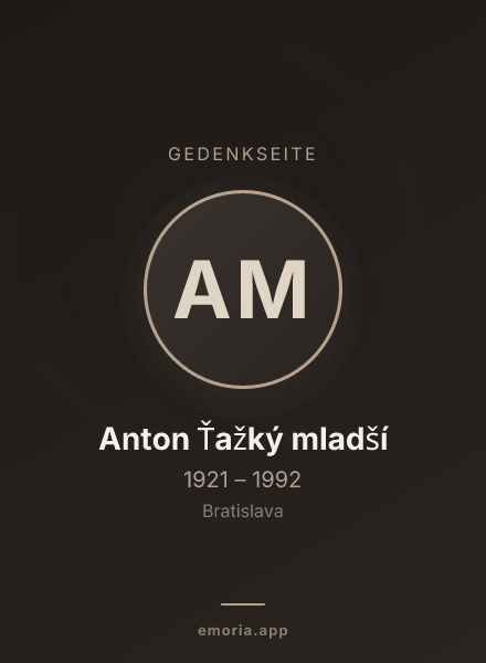 Gedenkportrait von Anton Ťažký mladší