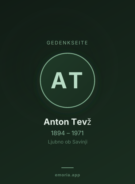 Gedenkportrait von Anton Tevž