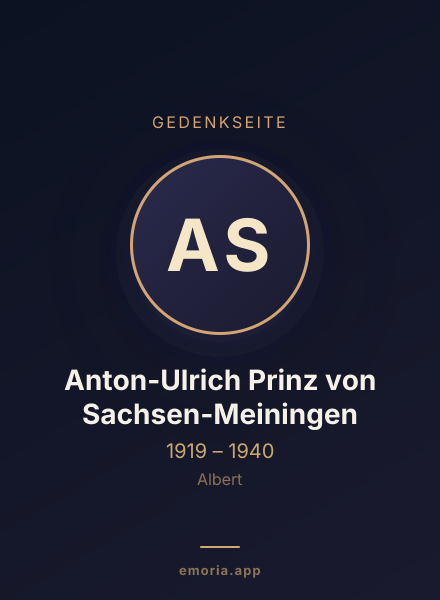 Gedenkportrait von Anton-Ulrich Prinz von Sachsen-Meiningen