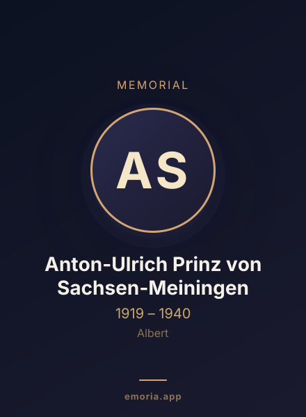 Memorial portrait of Anton-Ulrich Prinz von Sachsen-Meiningen