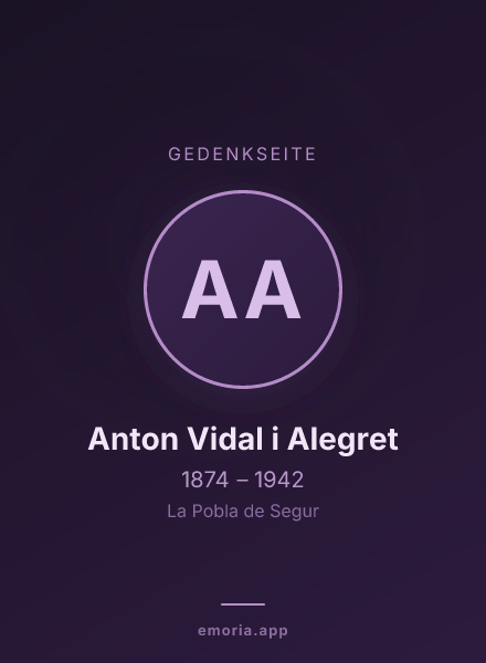 Gedenkportrait von Anton Vidal i Alegret