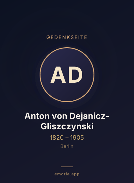 Gedenkportrait von Anton von Dejanicz-Gliszczynski