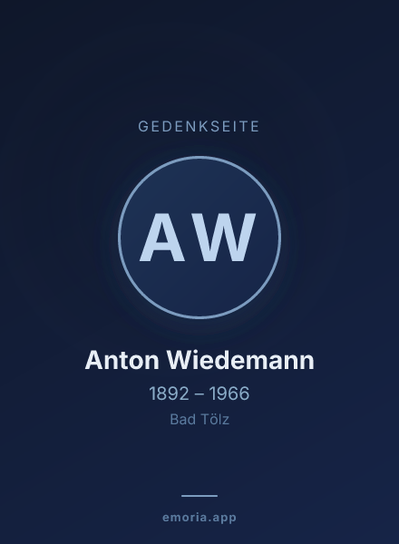 Gedenkportrait von Anton Wiedemann
