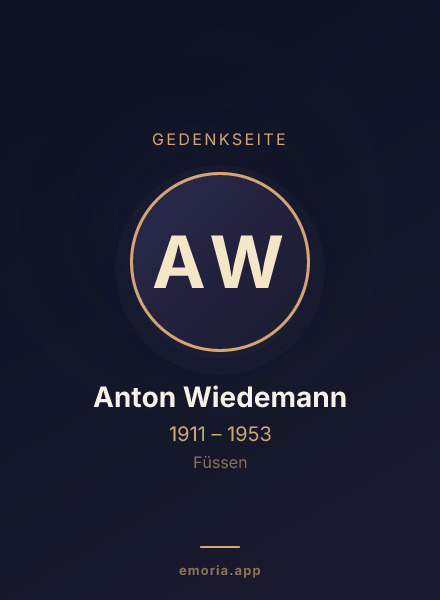 Gedenkportrait von Anton Wiedemann