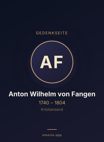 Gedenkportrait von Anton Wilhelm von Fangen