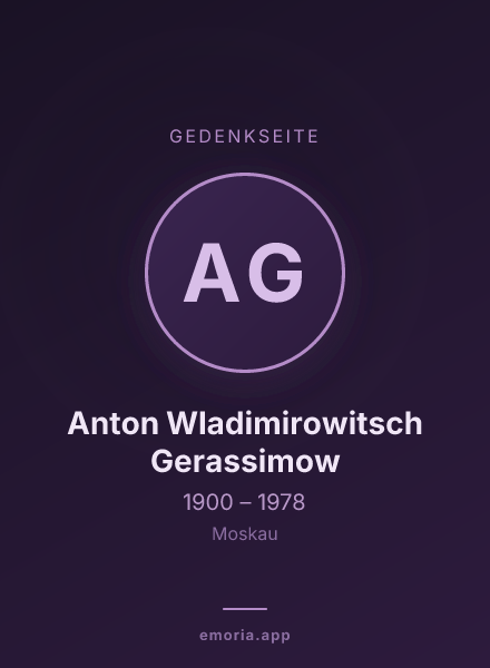 Gedenkportrait von Anton Wladimirowitsch Gerassimow