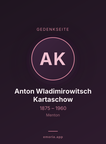 Gedenkportrait von Anton Wladimirowitsch Kartaschow