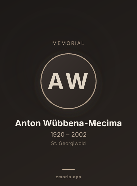 Memorial portrait of Anton Wübbena-Mecima