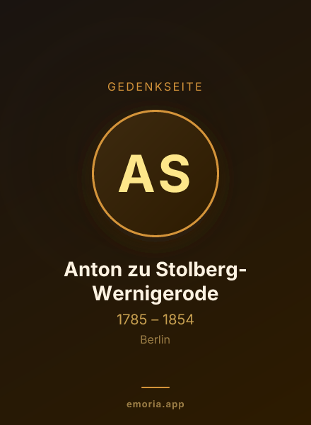 Gedenkportrait von Anton zu Stolberg-Wernigerode