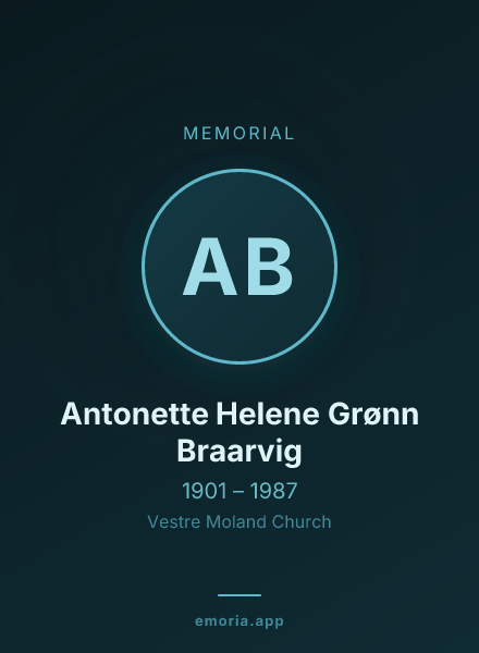 Memorial portrait of Antonette Helene Grønn Braarvig