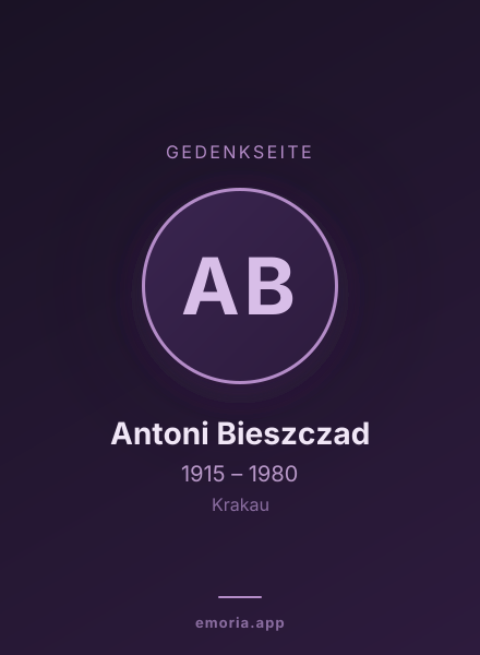 Gedenkportrait von Antoni Bieszczad
