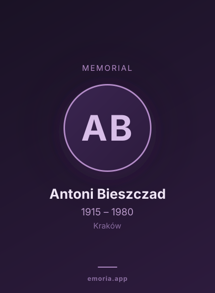 Memorial portrait of Antoni Bieszczad