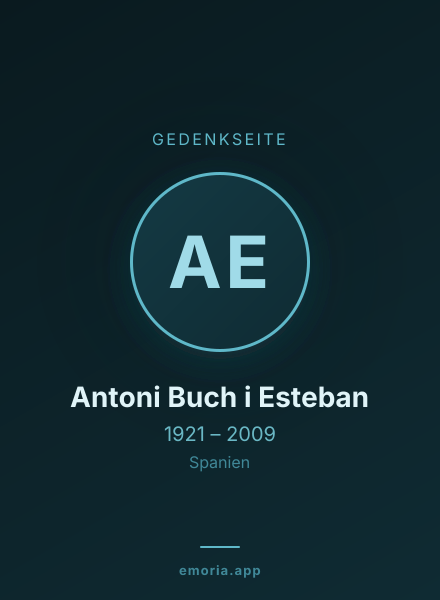 Gedenkportrait von Antoni Buch i Esteban