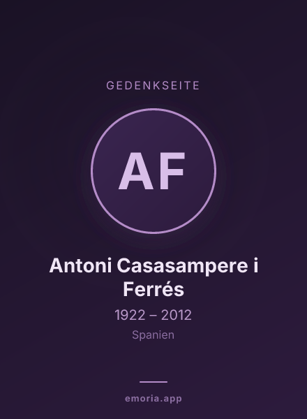 Gedenkportrait von Antoni Casasampere i Ferrés