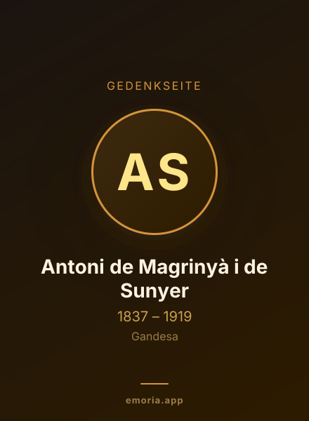 Gedenkportrait von Antoni de Magrinyà i de Sunyer