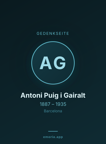 Gedenkportrait von Antoni Puig i Gairalt