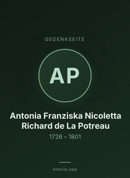 Gedenkportrait von Antonia Franziska Nicoletta Richard de La Potreau