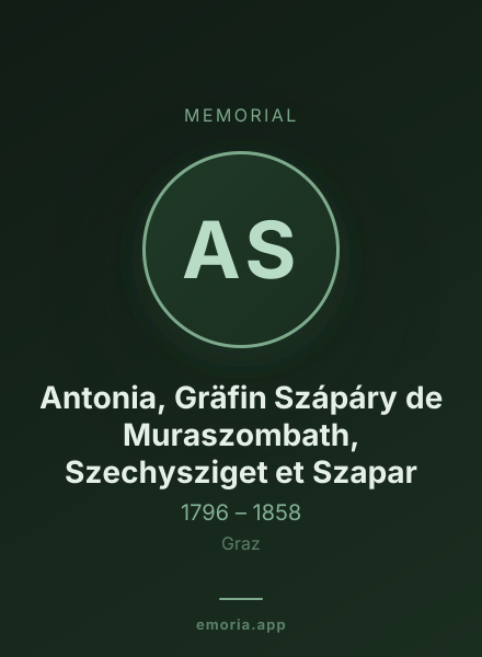 Memorial portrait of Antonia, Gräfin Szápáry de Muraszombath, Szechysziget et Szapar