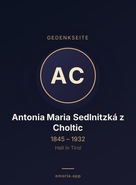 Gedenkportrait von Antonia Maria Sedlnitzká z Choltic