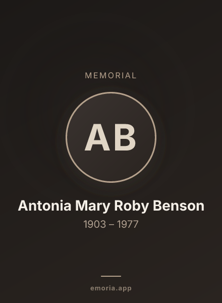 Memorial portrait of Antonia Mary Roby Benson