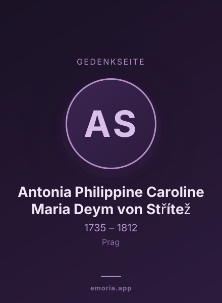 Gedenkportrait von Antonia Philippine Caroline Maria Deym von Střítež