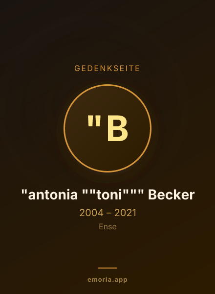 Gedenkportrait von "antonia ""toni""" Becker
